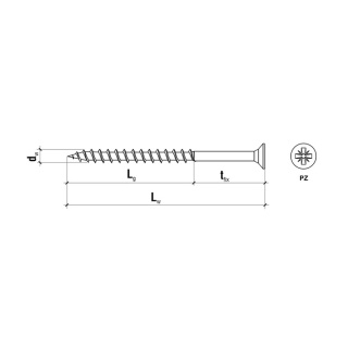 Wkręty hartowane łeb stożkowy gwint niepełny 6,0 x 200 mm PZ