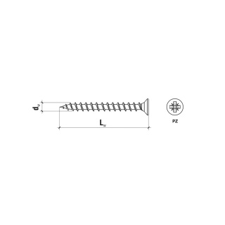 Wkręty hartowane łeb stożkowy gwint pełny 4,5 x 50 mm PZ