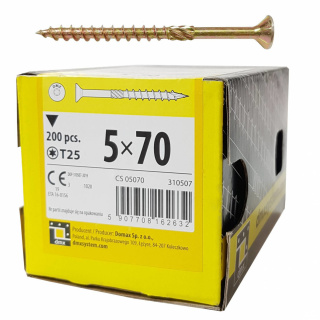 Wkręty ciesielskie DMX łeb stożkowy gniazdo TORX 5 x 70 mm (200 szt)