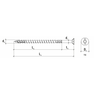 Wkręty ciesielskie łeb stożkowy gniazdo TORX 8 x 80 mm (50 szt)