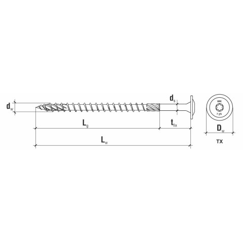 Wkręty ciesielskie łeb talerzowy gniazdo TORX 8 x 340 mm (50 szt) Wkręty ciesielskie łeb talerzowy gniazdo TORX 8 x 340 mm (50 szt)