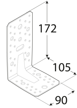 Kątownik z przetłoczeniem KP6 172x105x90x3,0 mm DMX