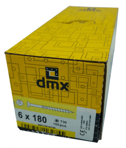 Wkręty ciesielskie DMX łeb stożkowy gniazdo TORX 6 x 180 mm (100 szt)