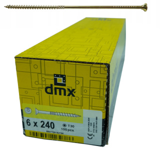Wkręty ciesielskie DMX łeb stożkowy gniazdo TORX 6 x 240 mm (100 szt)