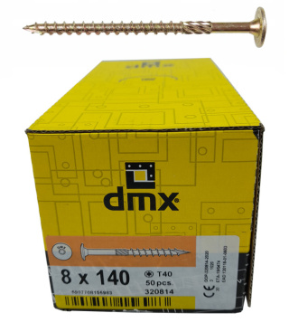 Wkręty ciesielskie DMX talerzowe gniazdo TORX 8 x 140 mm (50 szt)