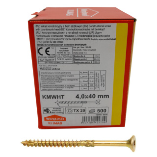 Wkręty ciesielskie łeb stożkowy gniazdo TORX 4 x 40 mm (500 szt)