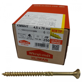 Wkręty ciesielskie łeb stożkowy gniazdo TORX 4,5 x 70 mm (250 szt)