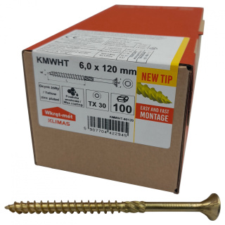 Wkręty ciesielskie łeb stożkowy gniazdo TORX 6 x 120 mm (100 szt)