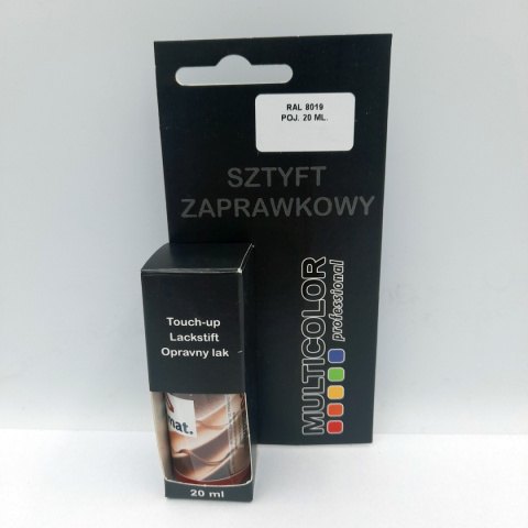 Lakier sztyft zaprawkowy 20 ml ciemny brąz RAL 8019 Budmat