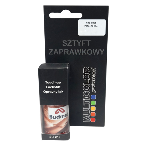 Lakier sztyft zaprawkowy 20 ml srebrny RAL 9006 Budmat