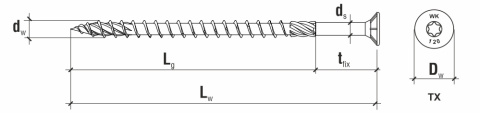 Wkręty ciesielskie łeb stożkowy gniazdo TORX 6 x 180 mm (100 szt)