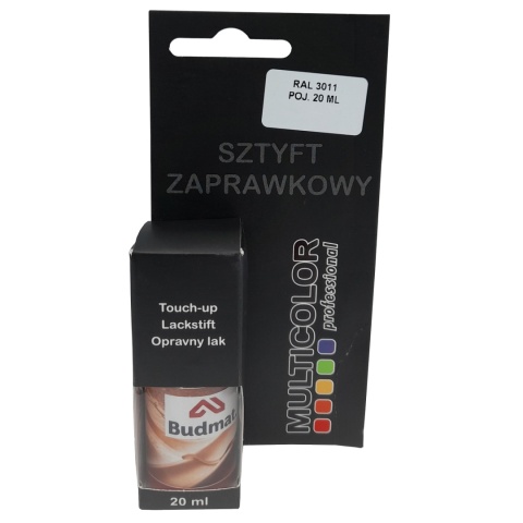 Lakier sztyft zaprawkowy 20 ml czerwony RAL 3011 Budmat Lakier sztyft zaprawkowy 20 ml czerwony RAL 3011 Budmat