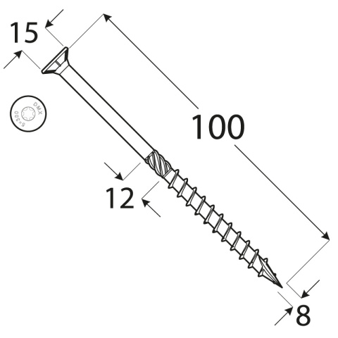 Wkręty ciesielskie DMX łeb stożkowy gniazdo TORX 8 x 100 mm (100 szt) Wkręty ciesielskie DMX łeb stożkowy gniazdo TORX 8 x 100 mm (100 szt)