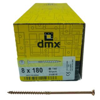 Wkręty ciesielskie DMX łeb stożkowy gniazdo TORX 8 x 180 mm (50 szt)