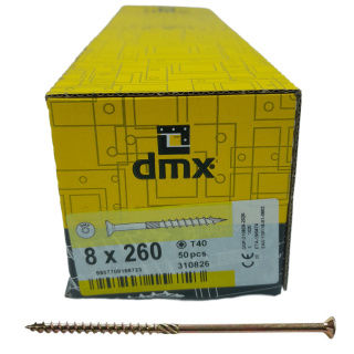 Wkręty ciesielskie DMX łeb stożkowy gniazdo TORX 8 x 260 mm (50 szt)