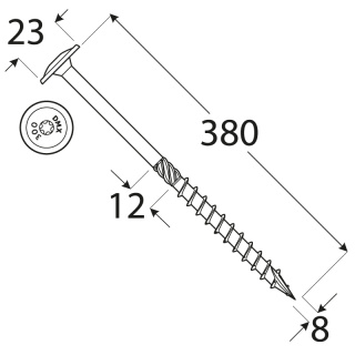Wkręty ciesielskie DMX talerzowe gniazdo TORX 8 x 380 mm (50 szt)