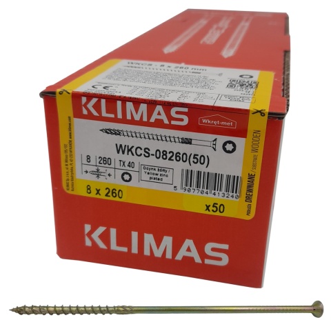Wkręty ciesielskie łeb stożkowy gniazdo TORX 8 x 260 mm (50 szt)