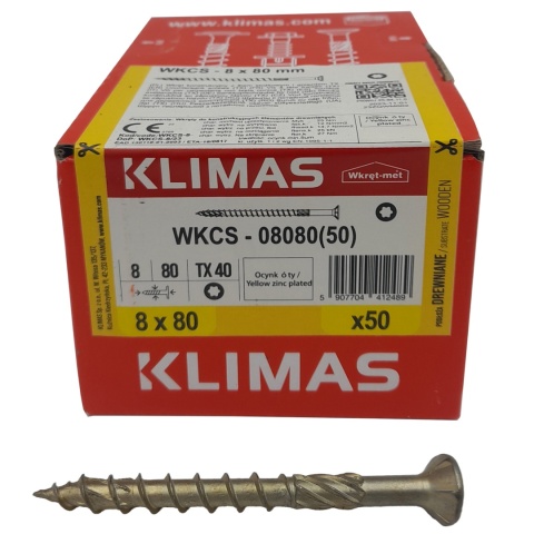 Wkręty ciesielskie łeb stożkowy gniazdo TORX 8 x 80 mm (50 szt) Wkręty ciesielskie łeb stożkowy gniazdo TORX 8 x 80 mm (50 szt)