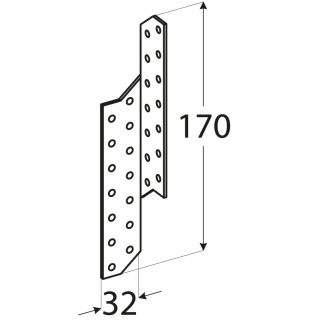 Łącznik krokwiowy lewy LK1 170x32x100x2 mm