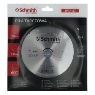 Piła tarczowa 250x30x60T Schmith