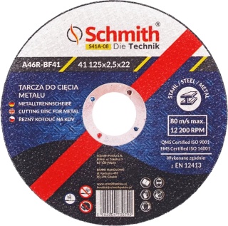 Tarcza do cięcia metalu 125x2,5x22 mm Schmith